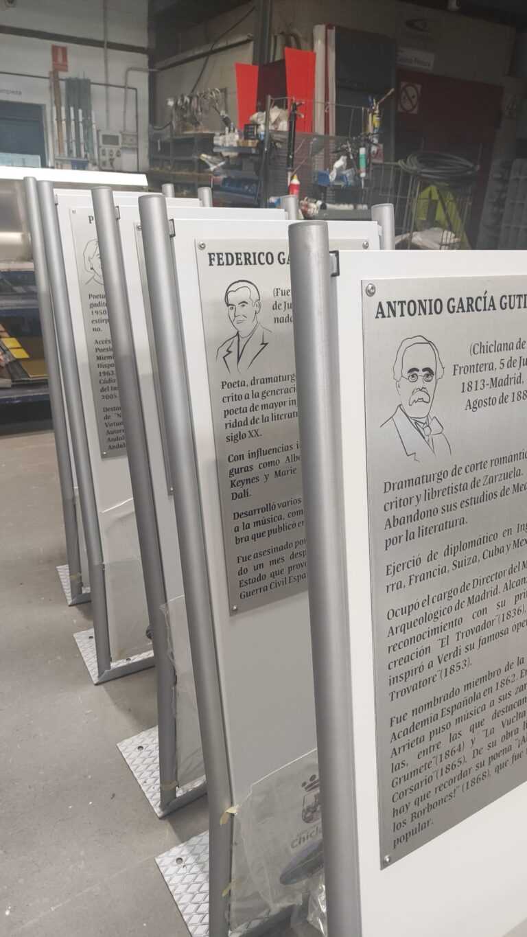 Vista en detalle de rotulos para espacios públicos